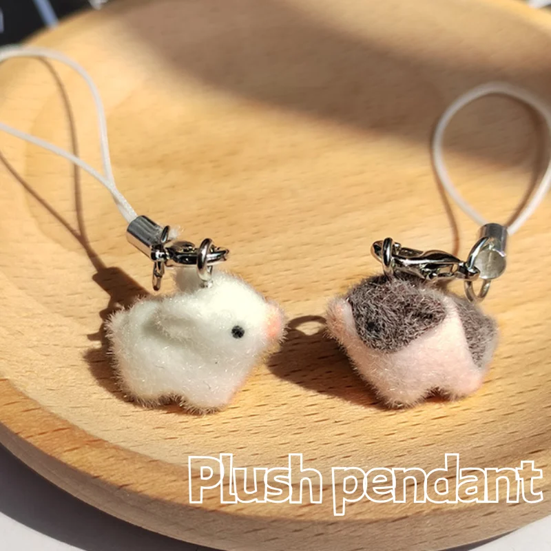  Flocked Soft Plush Pig Keychain Mini Cute Lanyard For Women Girls Cute Animal Bag Charm Phone Lanyard Backpack Gift 열쇠고리