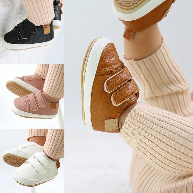 New Baby Shoes Retro Leather Boy Girl Shoes  High Quality PU  Multicolor Toddler Rubber Sole Anti-slip First Walkers Infant