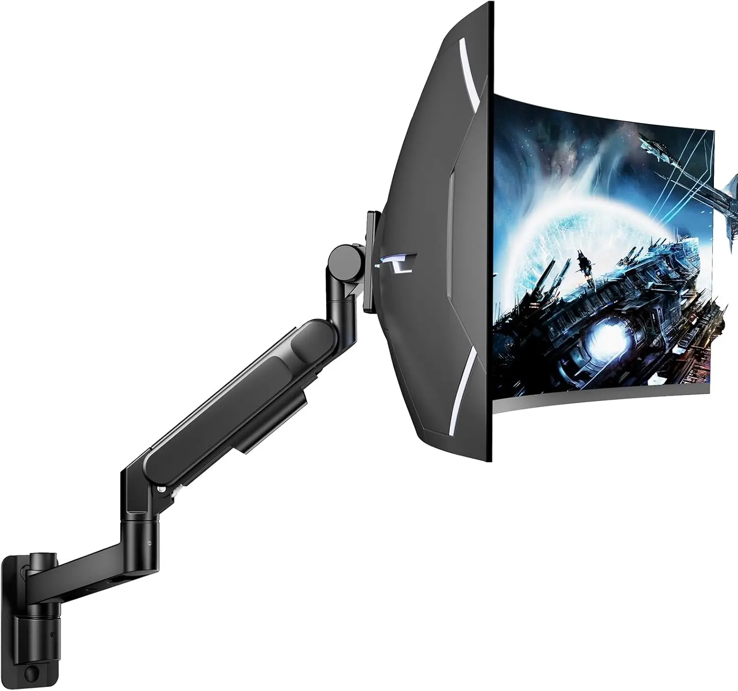 

Heavy Duty Wall Mount for 24-57 Inch Ultrawide Gaming Screens, Full Motion Gas Spring Arm Holds 60 lbs, VESA Compatible