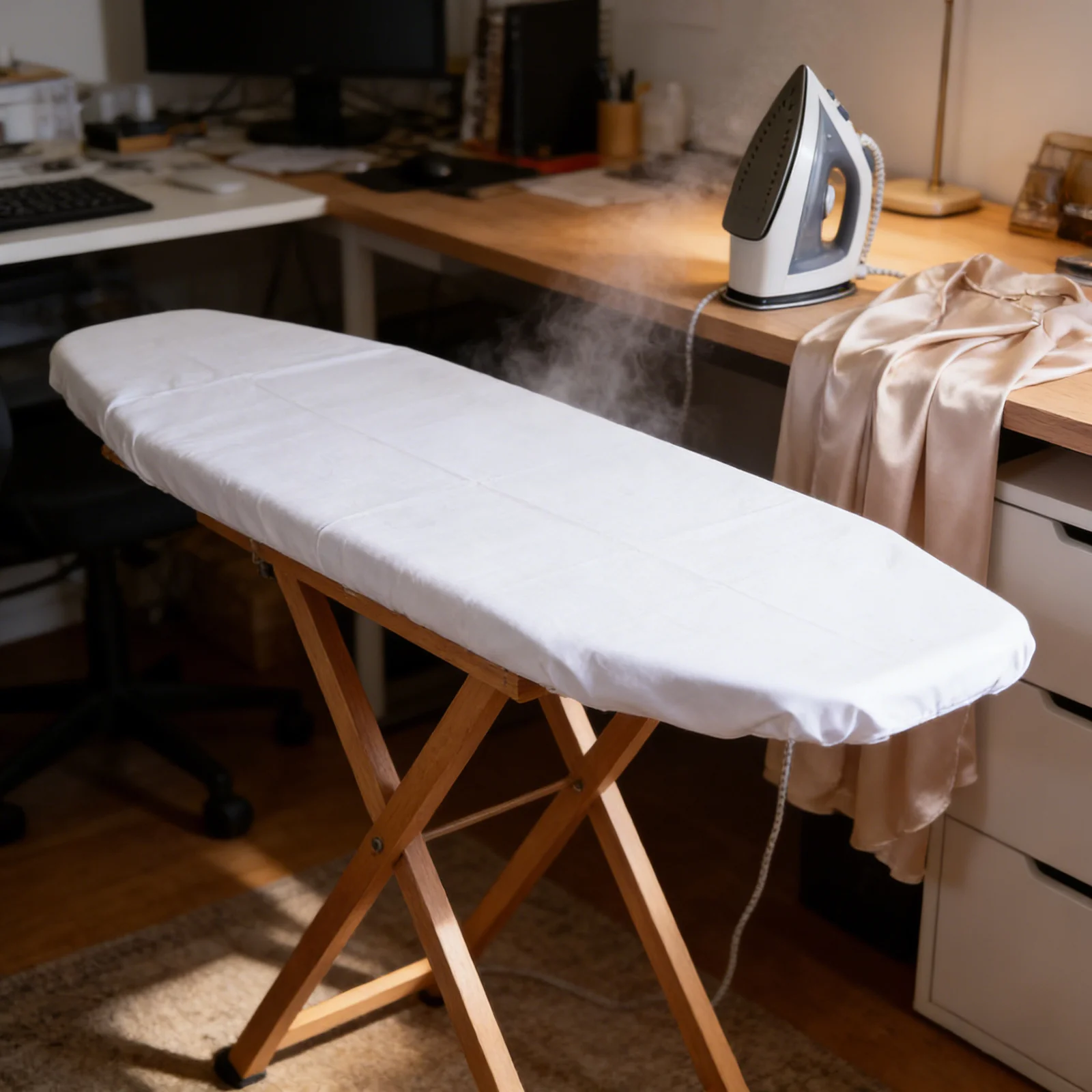 

Insulated Ironing Board Cover 58.95 X 31.44 Inch Heat Resistant Quilted Pad For Tabletop Anti-Scald Laundry Use White