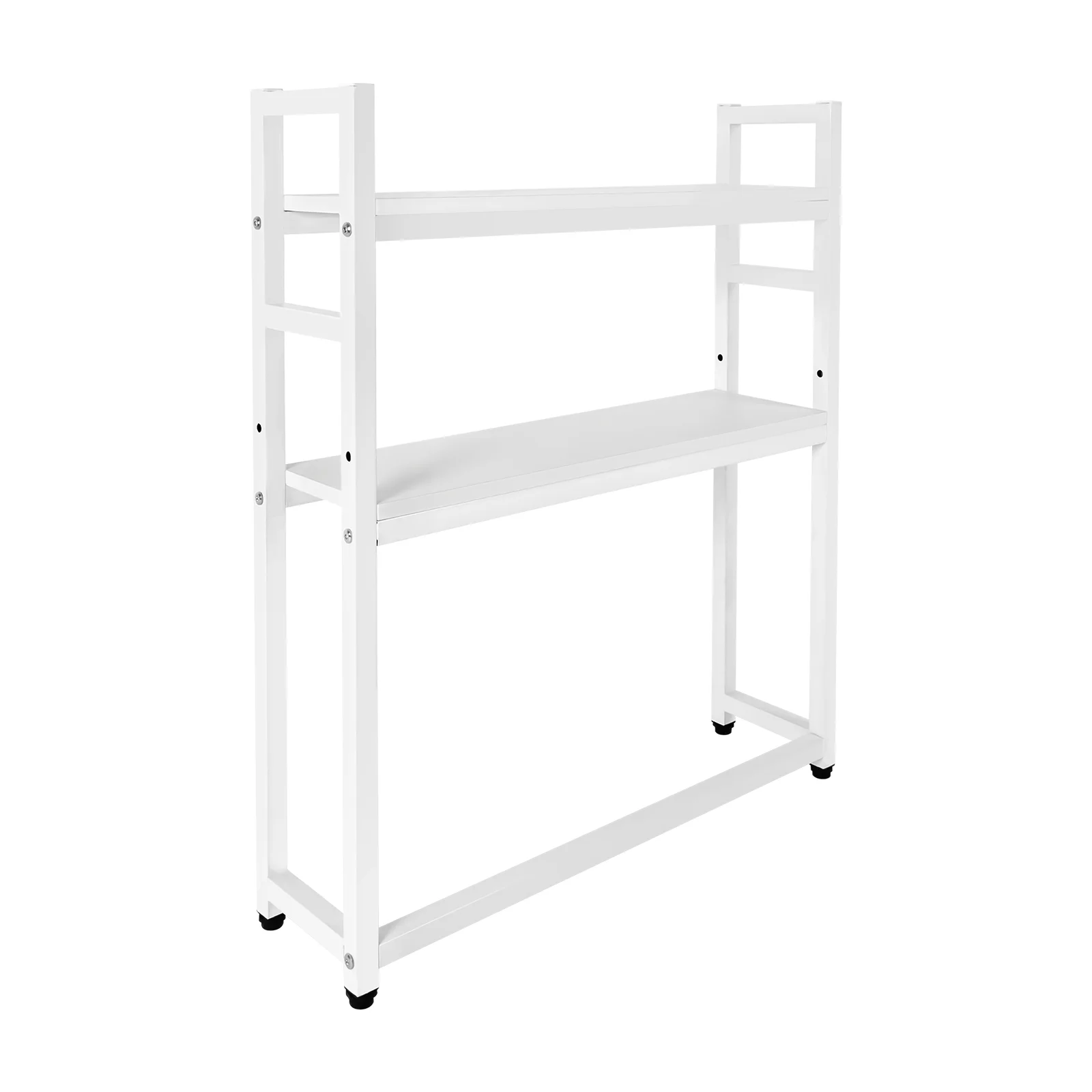 2 Tiers Countertop Computer Desktop Bookcase Multipurpose Countertop Hutch Display Shelf Adjustable Wood Rack Organizer White