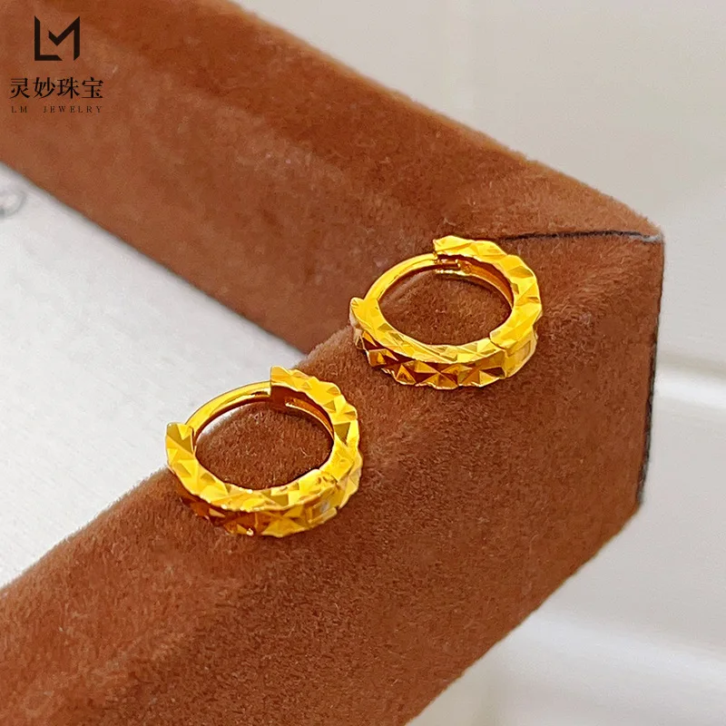 

Luxury 24K 9999 Pure Gold real gold Gymnopus earrings earrings solid plain hoop earrings
