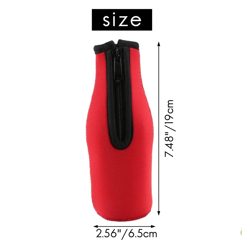 5 Colors 1pc Beer Bottle Coolers Bottle Insulator Sleeve Covers With Ring Zipper 12 Oz 330 Ml Bot Summer Outdoor Water Bottle