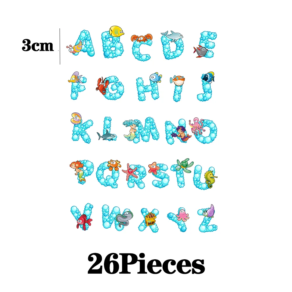 26Pcs/Lot Letter Cute Ironing Iron On Patches For Children\'s Clothes Kids Heat Adhesive Thermal Transfers T Shirts Stickers Kids