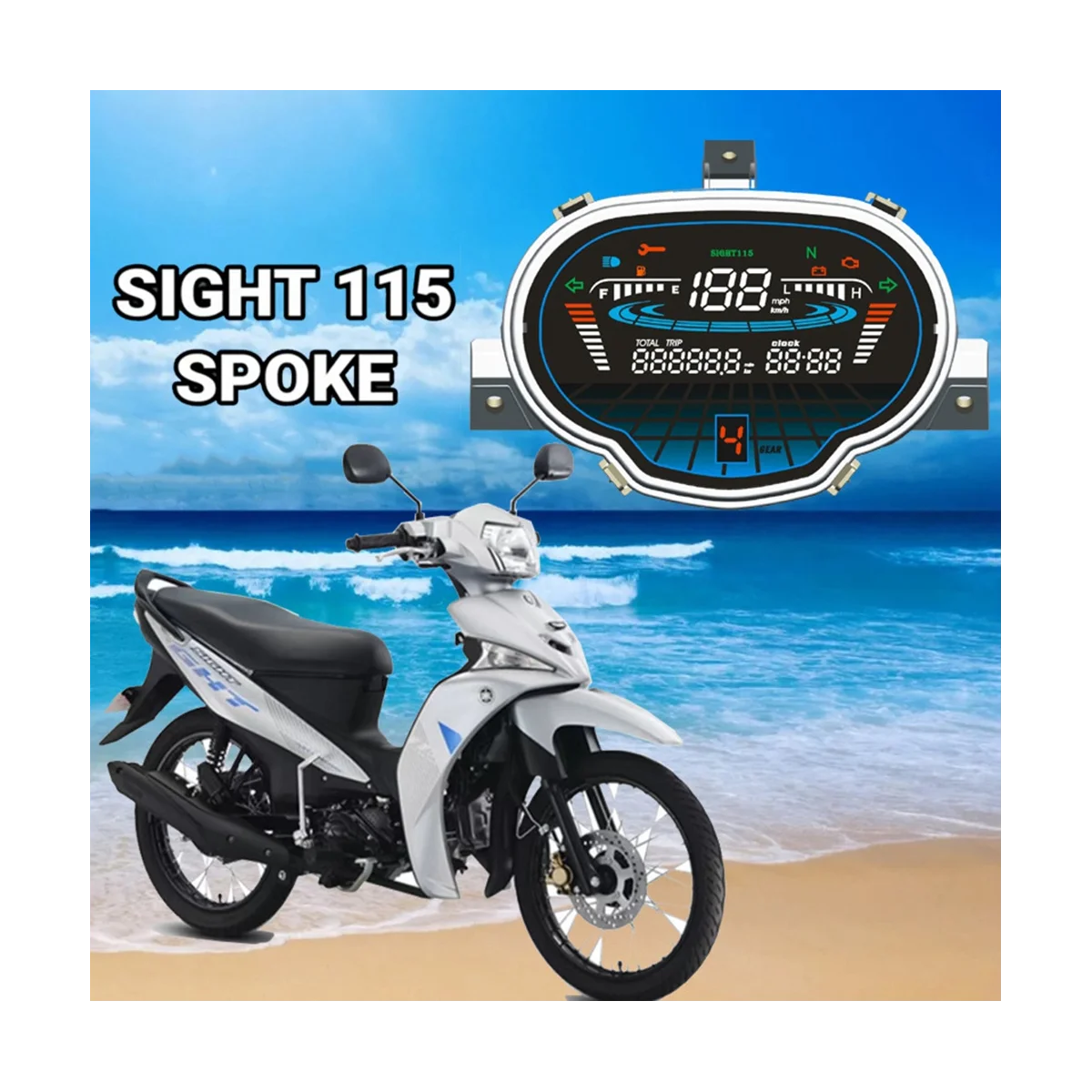 For Sight 115/Crypton Fi 114 Motorcycle Digital Instrument Assembly Speedometer Tachometer