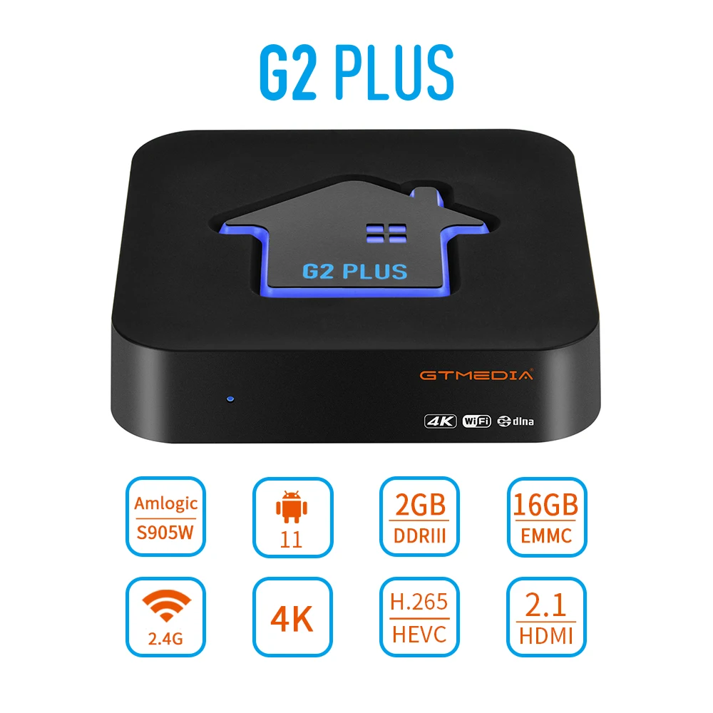 Original GTMEDIA G2 PLUS Android 11 TV BOX,4K UHD Amlogic 905W2 Quad Core 2GB 16GB 2.4G WIFI Media Player GTplayer Set Top Box