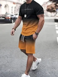 2024 neue Sommer Straße Herren anzug Sportswear Herren übergroße Kleidung 3D-Druck T-Shirt Shorts Herren einfache Kleidung Mode anzug