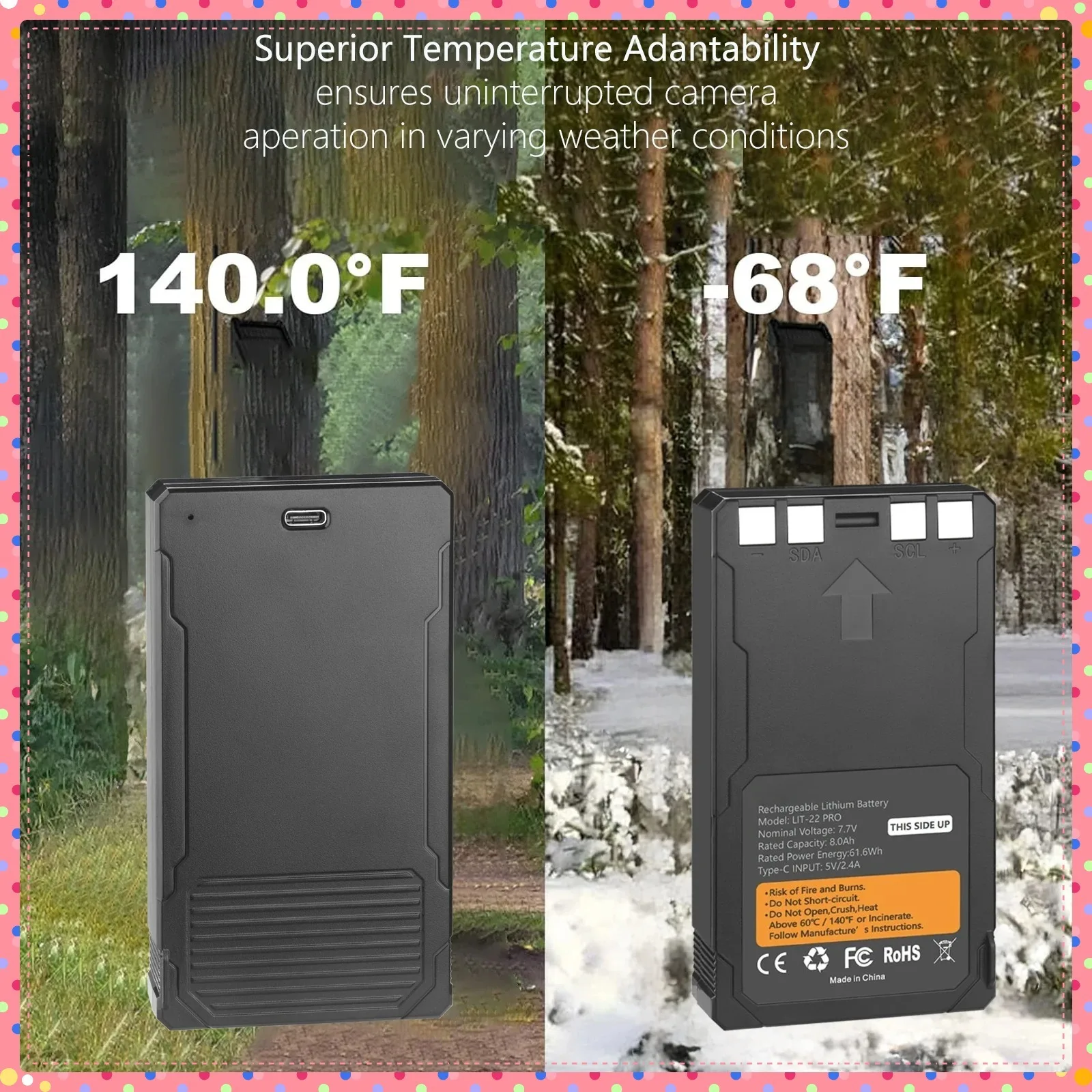 

8000mAh For SPYPOINT LIT-22 Battery for Cellular Trail Cameras for Flex Series (M, Dark, S-Dark, S, G36, Flex-Plus)
