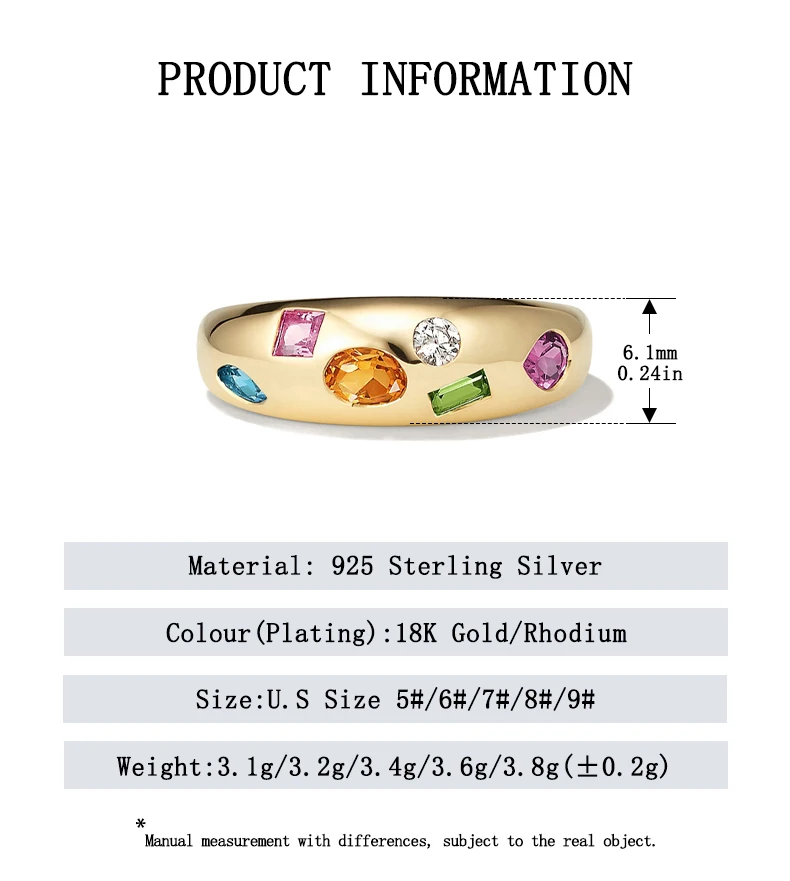 925 Sterling Silber Original-Zertifikat Zirkon-Ring für Damen Luxuriöser Edel-Schmuck Zierliches Mehrfarbiges Edelsteinband Mädchengeschenke – Detail 2