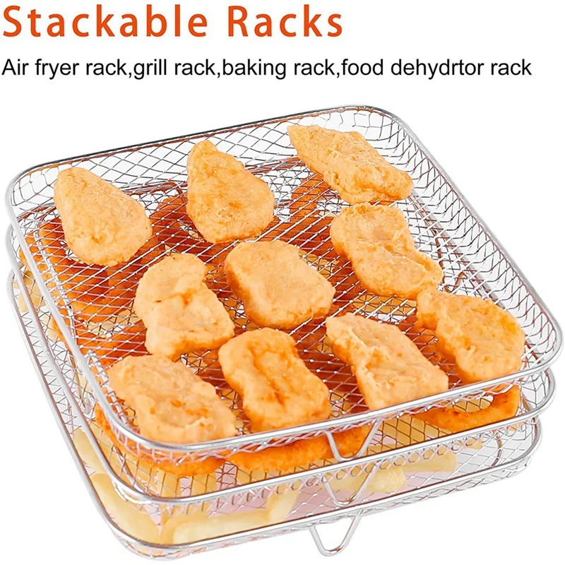 8 zoll Air Friteuse Rack Platz Drei Stapelbar Racks, Edelstahl Multi-Schicht Dörr Rack, air Friteuse Zubehör