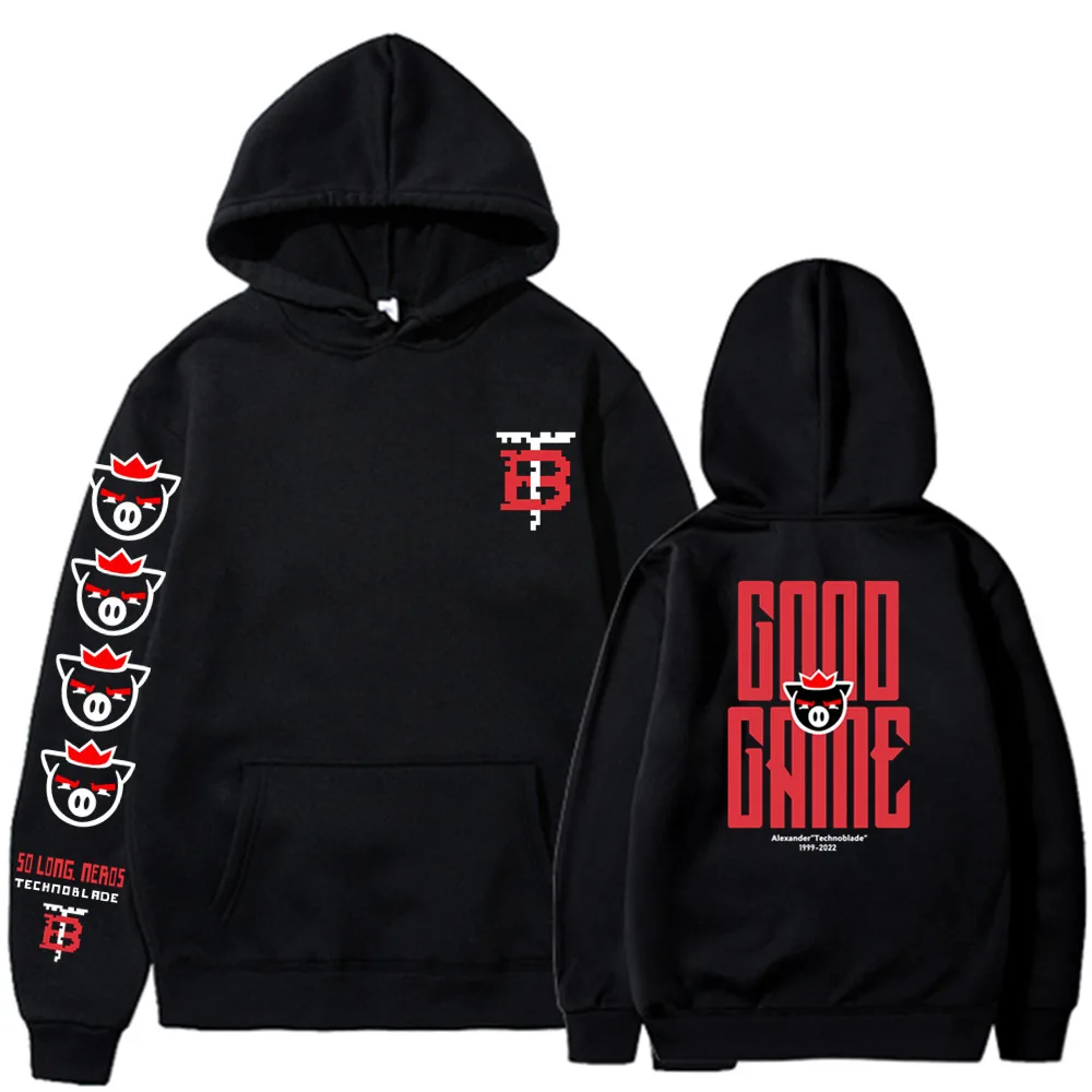 2024 New Technoblade Pig King Blood God Men's and Women's Hooded Sweatshirt Trendy Printed Casual Pullover Long Sleeve S-3XL