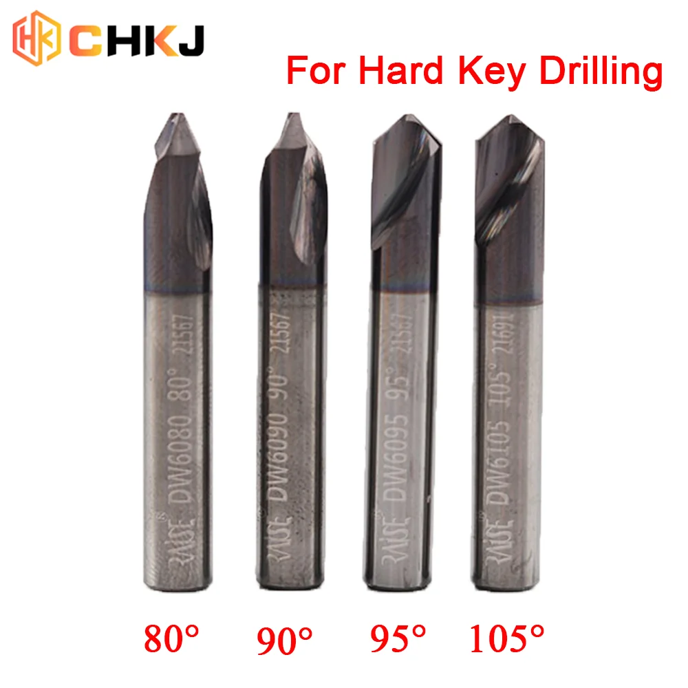 

CHKJ Raise Hard Tungsten Steel End Milling Cutter Flat Cutter Strip Coated Flat Drill 80 ° 90 ° 95 105 ° Locksmith Tools