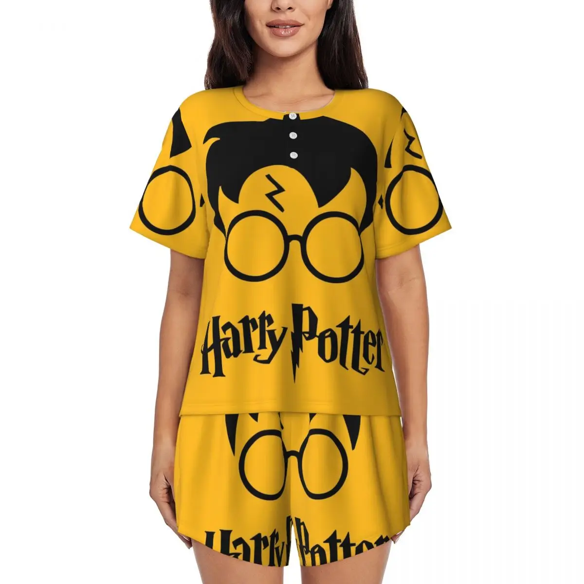 

Custom Harrys Magic Adventure Movies Potters Pajamas Set Women 2 Piece Short Sleeve Sleepwear Loungewear PJS Shorts Sets