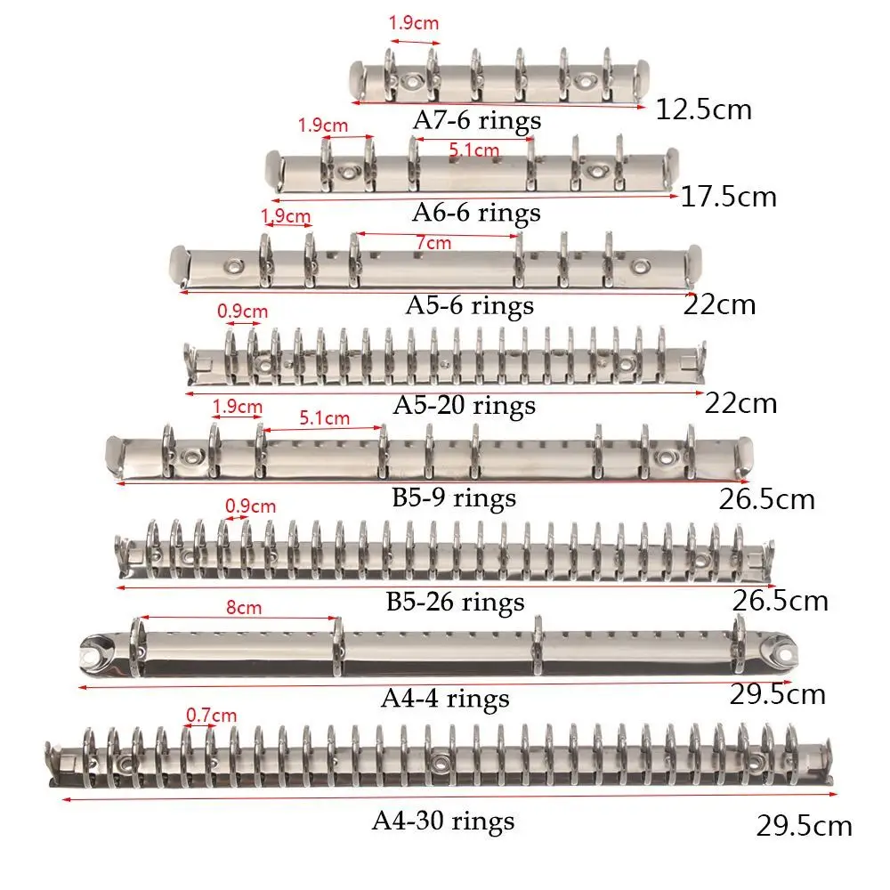 A4/B5/A5/A6/A7 Metal Loose-leaf File Folder Notepad Binder Clip Ring Binder Notebook Binding Hoops Office Supplies Stationery