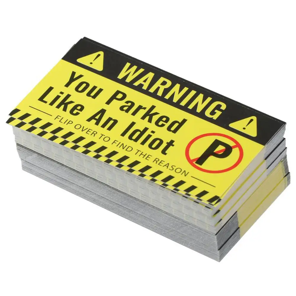 100 Pieces Bad Parking Cards You Parked Like An Idiot Funny Cardboard Parking Violation Cards with Multi Violation Reasons