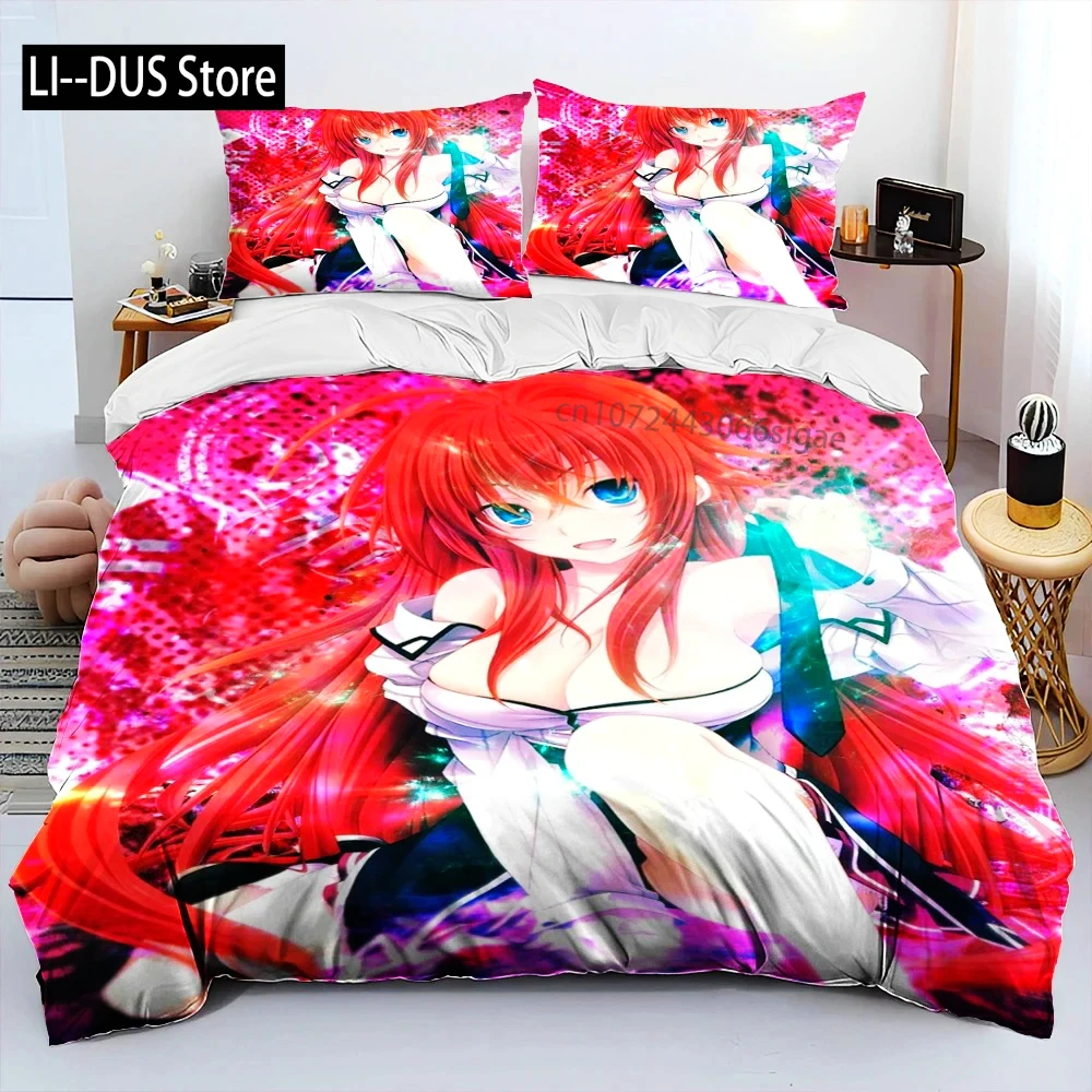 Sexy Girl High School DxD Anime Bedding Set Duvet Cover Bed Set Quilt Cover Pillowcase Comforter King Queen Size Boys Adult