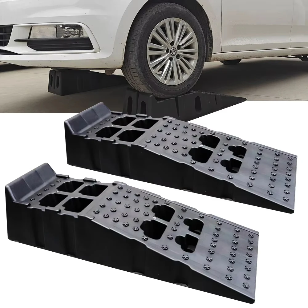 2 Pcs Car Maintenance Ramp 90.5x30x21.5cm Car Tire Lifting Pad Outdoor Rescue Tools For Automobiles Car Repair Shop Tire Ramp