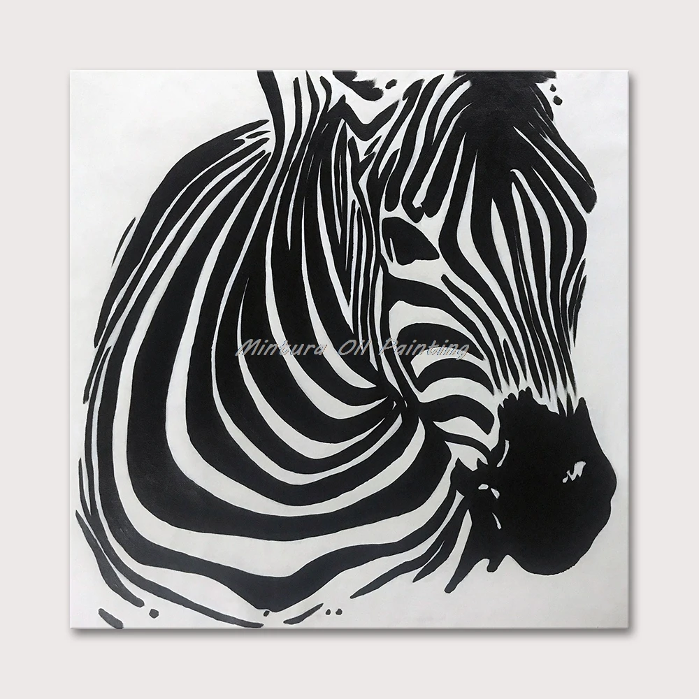 

Mintura Hand-Painted Oil Painting on Canvas,The Fat Zebra Wall Picture for Living Room Home Decoration Modern Wall Art No Framed