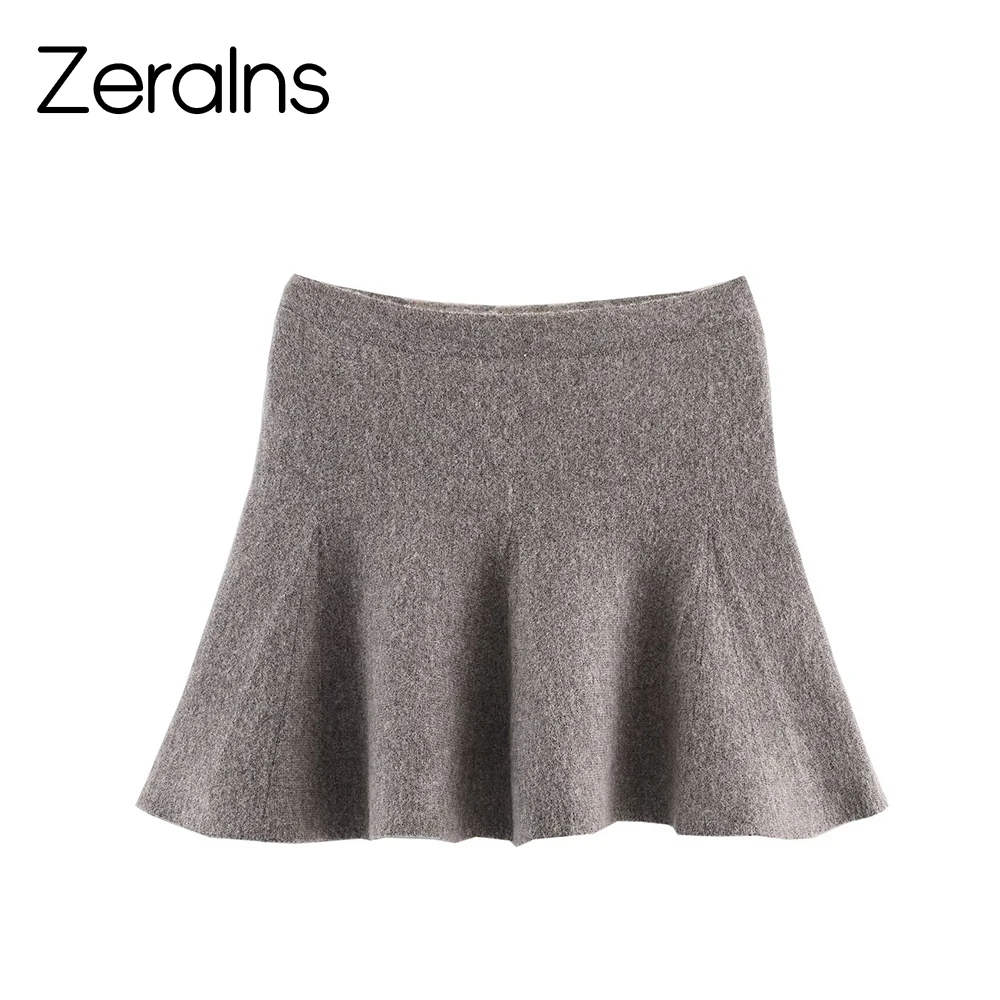 ZERAINS 2025 가을 겨울 신상 여성 의류 루즈핏 슬림핏 다용도 니트 자켓 하프 스커트 세트