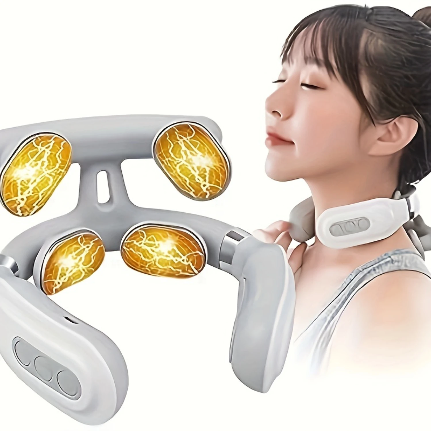 

"Gift-Ready" Portable Neck & Shoulder Massager - Deep Tissue Kneading, Usb Rechargeable, Ideal Gift For Men & Women