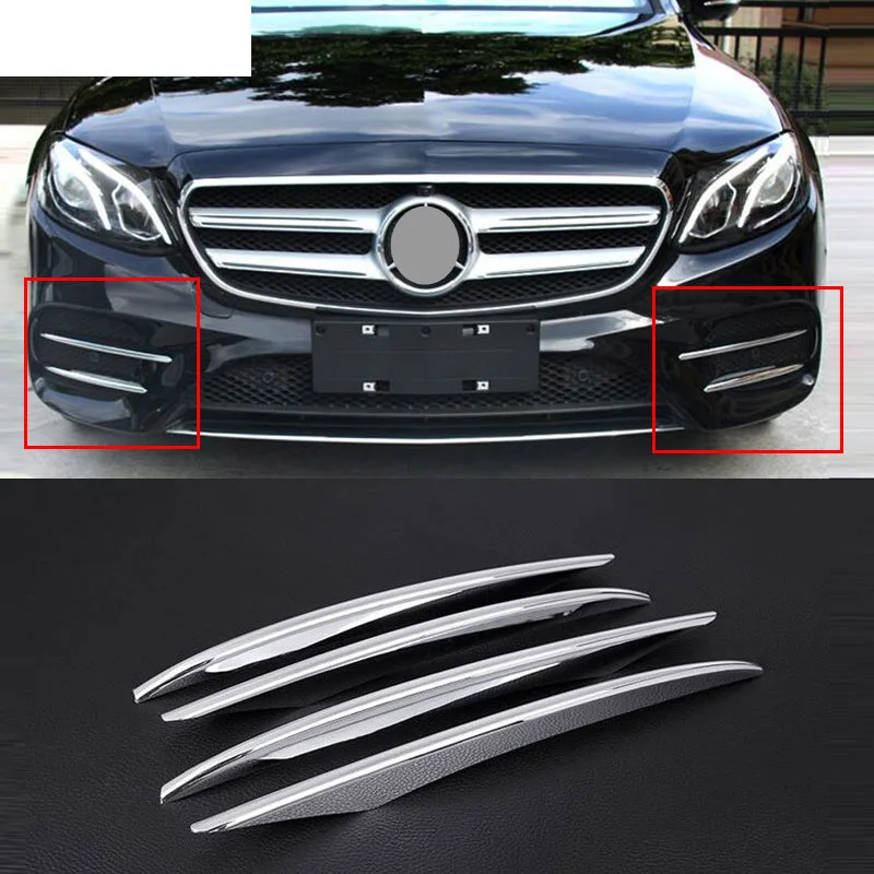 4pcs ABS Chrome Front Fog Lamp Cover Trim,Mercedes Benz E Class W213 E200 E300 2016 2017 2018 2019 E43 AMG  Car Accessories