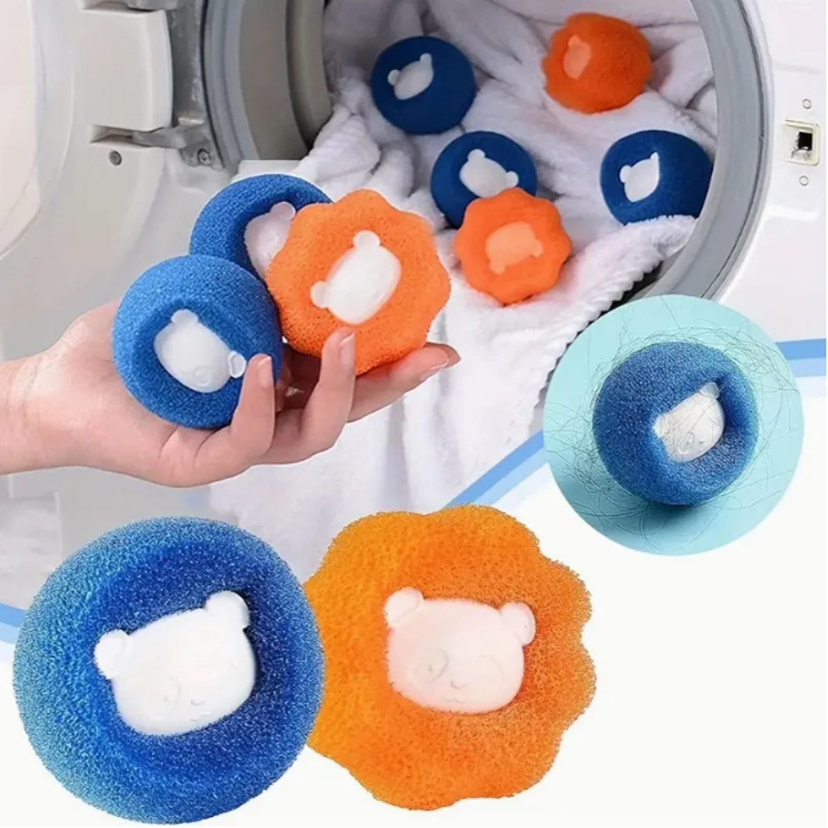 8PCS Of Washing Machine Cleaning Balls Powerful Stain Remover Magic Hair Catcher Pet Laundry Hair Remover