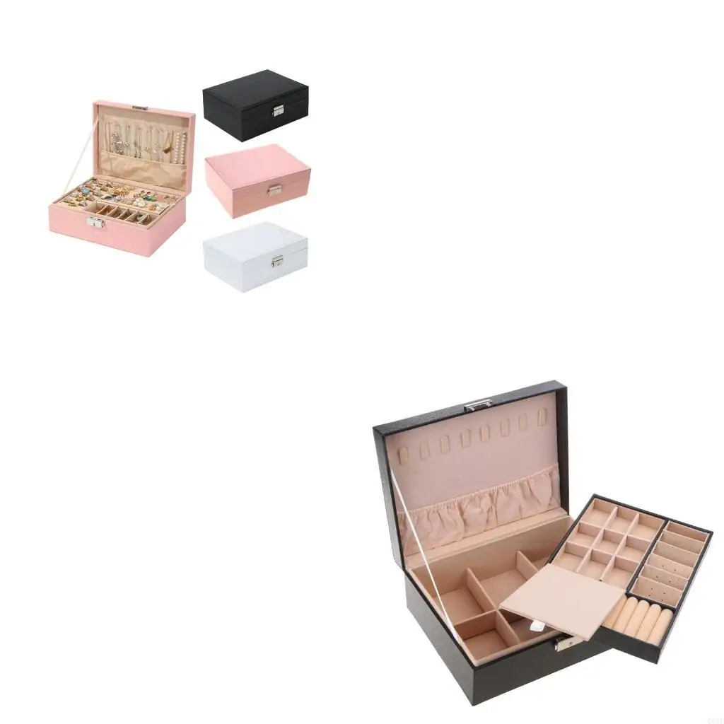 

Trendy Jewelry Storage Box Lockable Jewelry Organizers Leather Jewelry Case