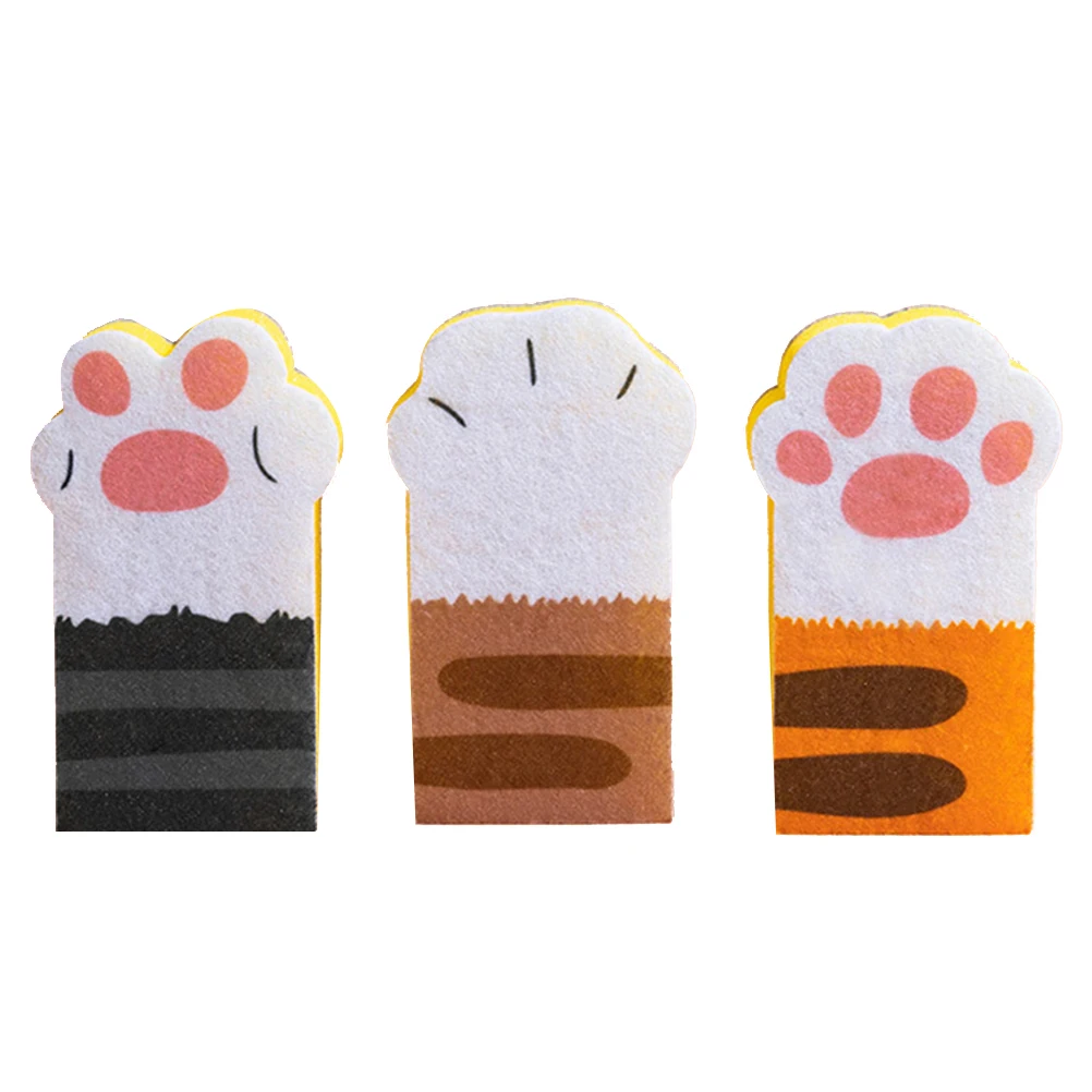 

3pcs Cleaning Sponge Kitchen Cat Thicken Material Scrub Dishwasher Pad for Dishes Sinks Stove Faucets Home Restaurant Practical