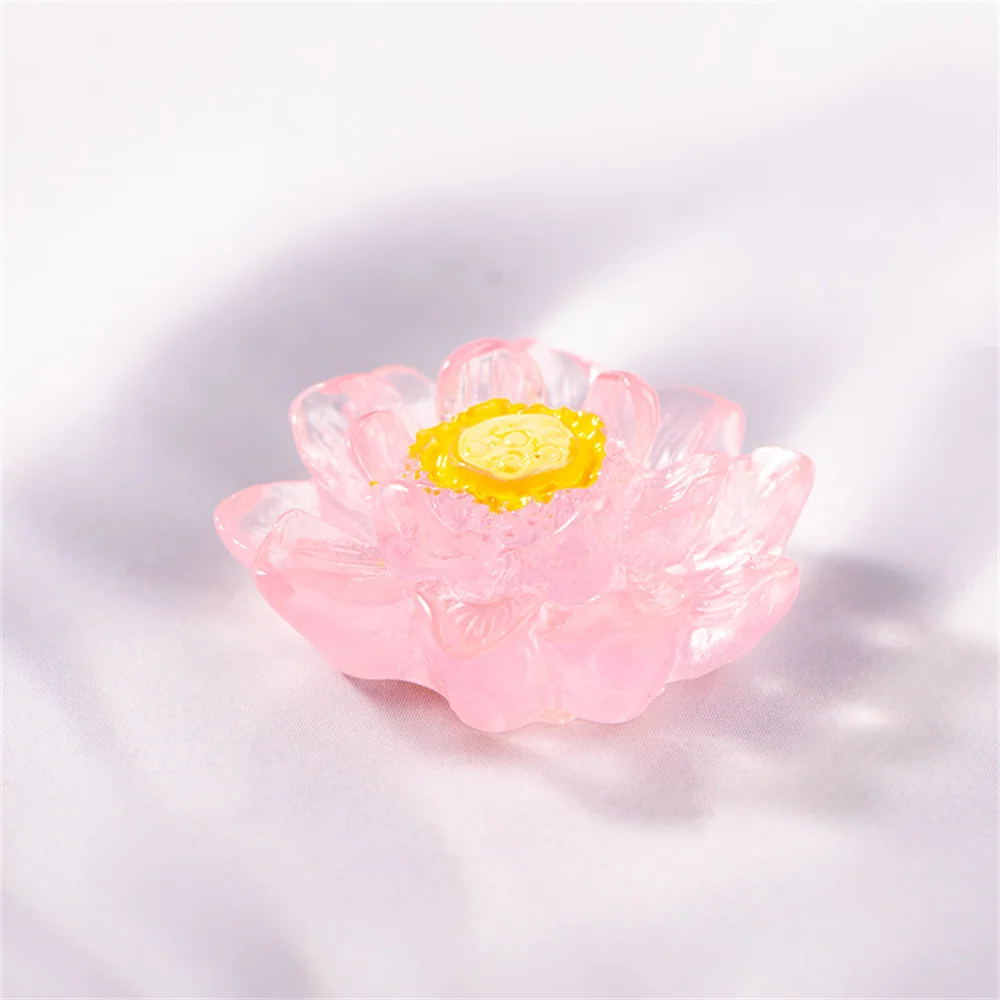 Glow-in-the-dark Resin Jewelry Creative Decoration Lotus Home Decor High Quality Resin Vivid Details Artificial Plants Mini