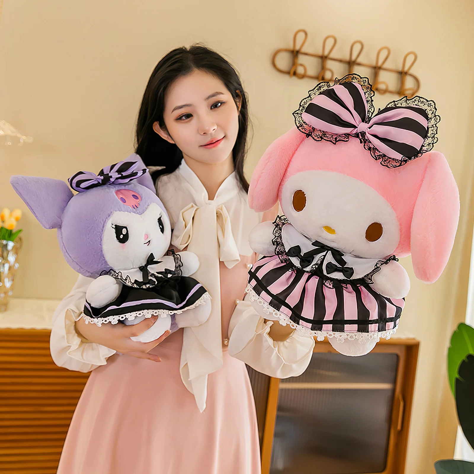 Sanrio Kuromi Brinquedo De Pelúcia Dos Desenhos Animados, Kawaii, Minha Melodia, Saia JK, Boneca De Pano De Pelúcia Macia, Bonito Almofada Tamanho Grande, Presente de Aniversário das Meninas, 60cm