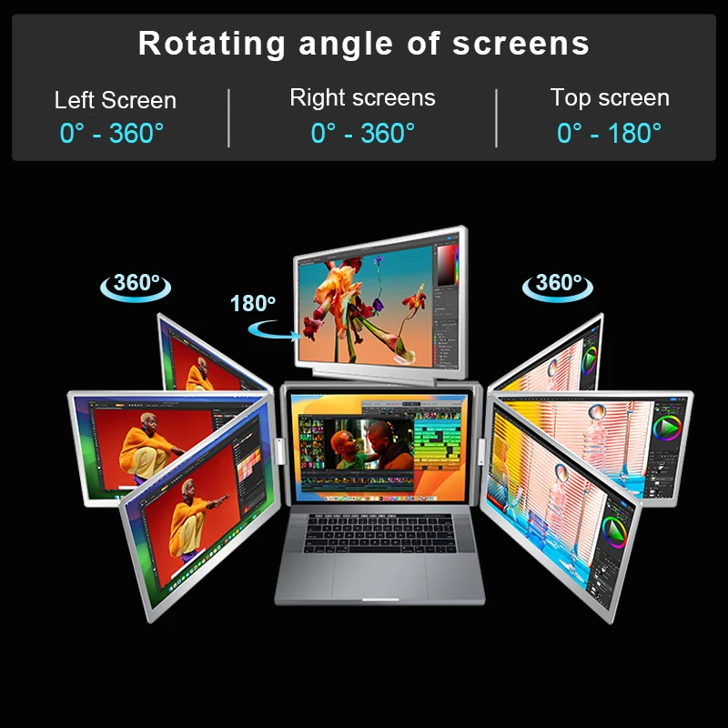 Hot Selling 16 Inch Quad Monitor with Triple Screen Portable Monitor for Laptop Screen Extender LCD Display 1 Cable Connect