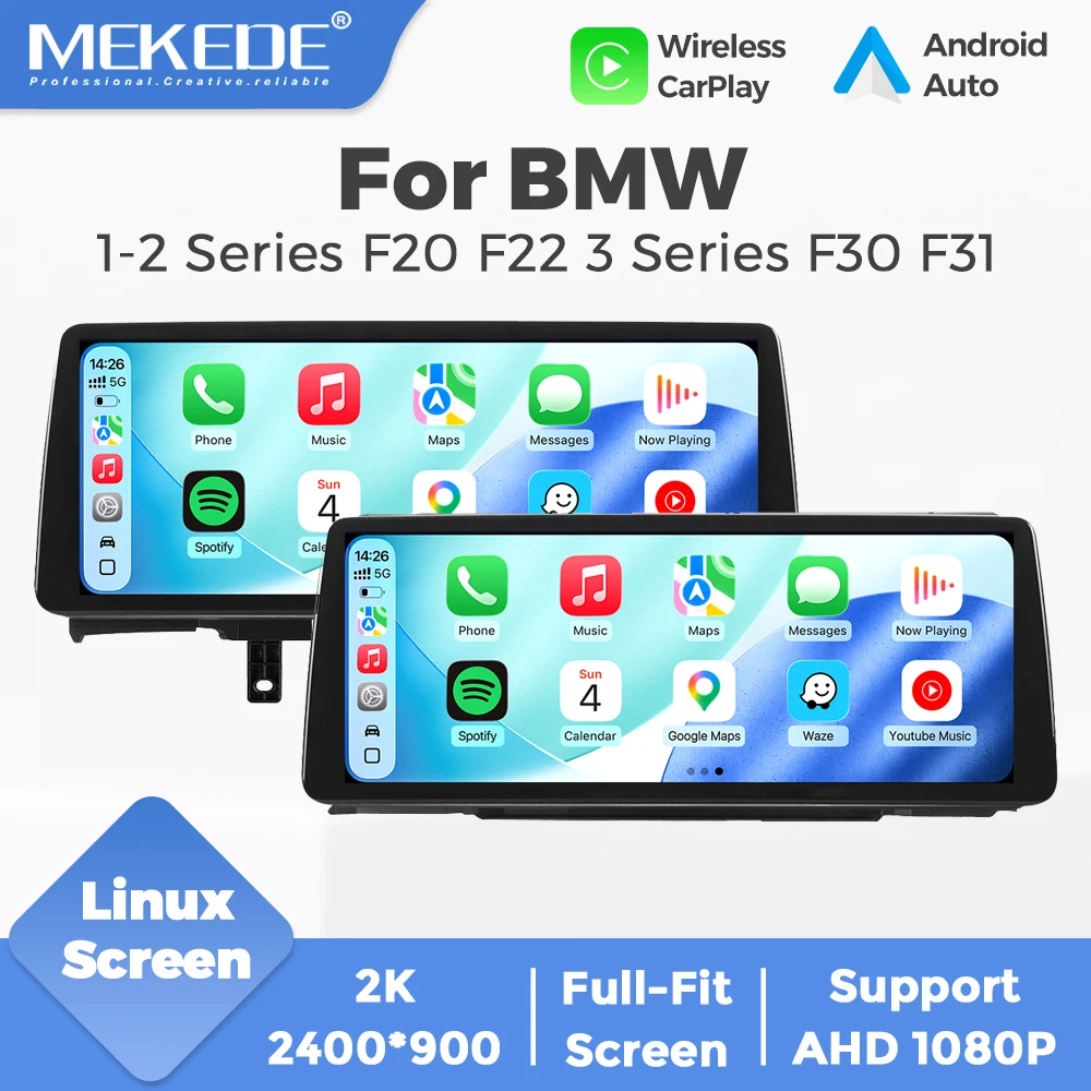 MEKEDE 10,25" 12,3" Linux-System Auto-Multimedia-Player für BMW 1 2 3 4 Serie F20 F21 F22 F30 F31 F32 F33 F34 F36 WIFI BT Wireless Carplay Android Auto Autoradio Lenkradsteuerung Idrive EU-Lager