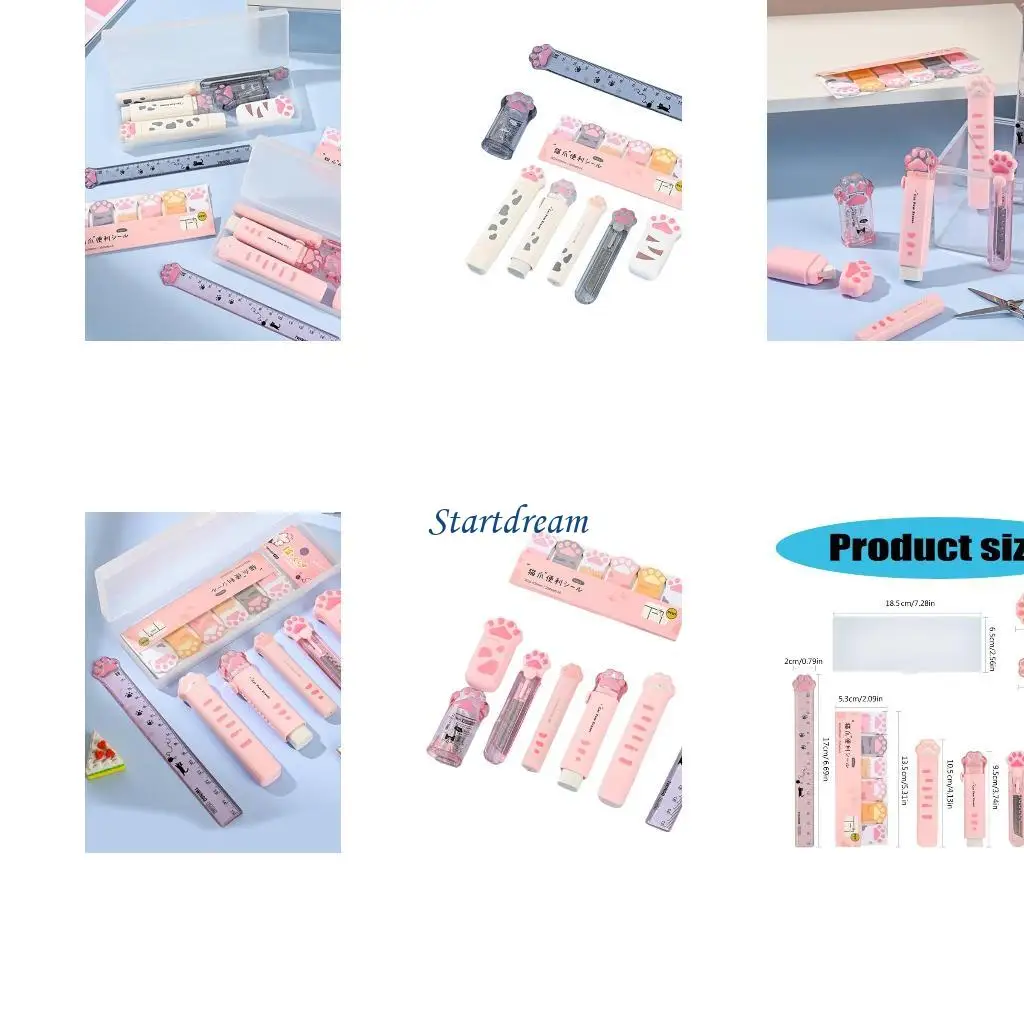 

9 ПК, кошки, канцелярские канцелярские товары Set Set Ruler Eraser School Game Prises Reward Purser K92C