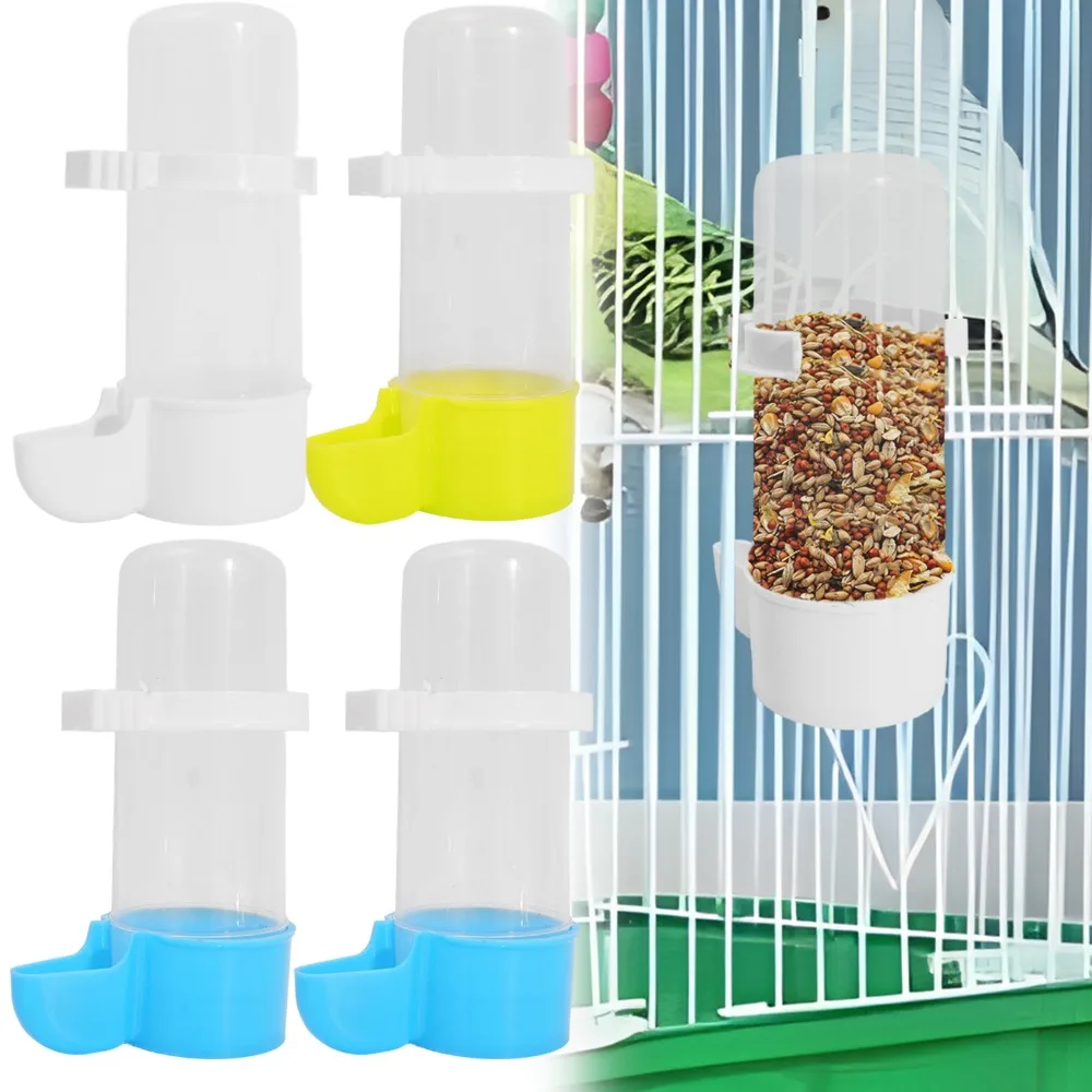 عالية الجودة تغذية الطيور البلاستيك الغذاء تغذية المياه التلقائي شارب الببغاء موزع المحمولة قفص العصافير معلقة شرب كوب