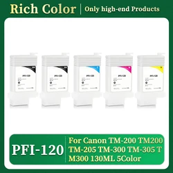 PFI-120 PFI120 Refillable Ink Cartridge With Permanent Chips For Canon TM-200 TM200 TM-205 TM-300 TM-305 TM300 130ML 5Color