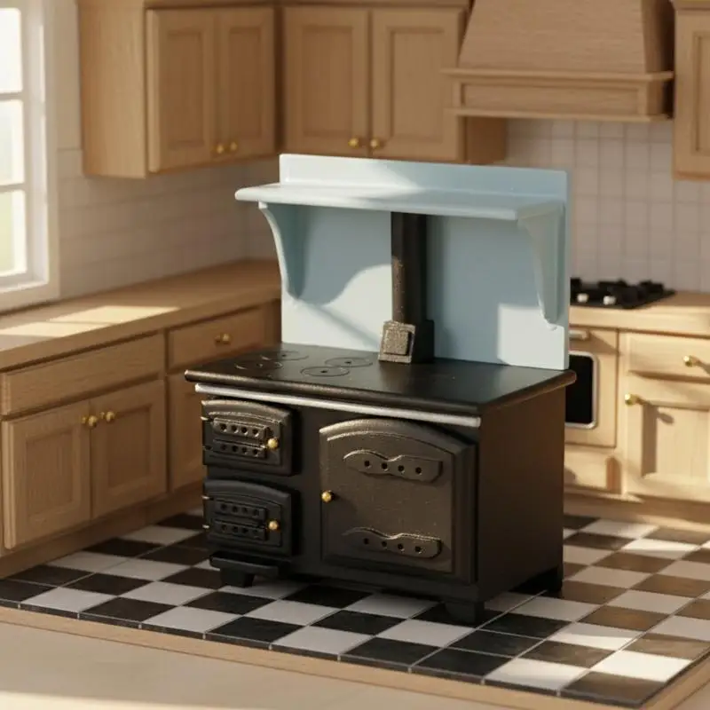 

1Pcs 1/12 Scale Wooden Cooktop Miniature Dollhouses Kitchen Stove Model Realistic Cupboard For Kids Playhouse And Decoration