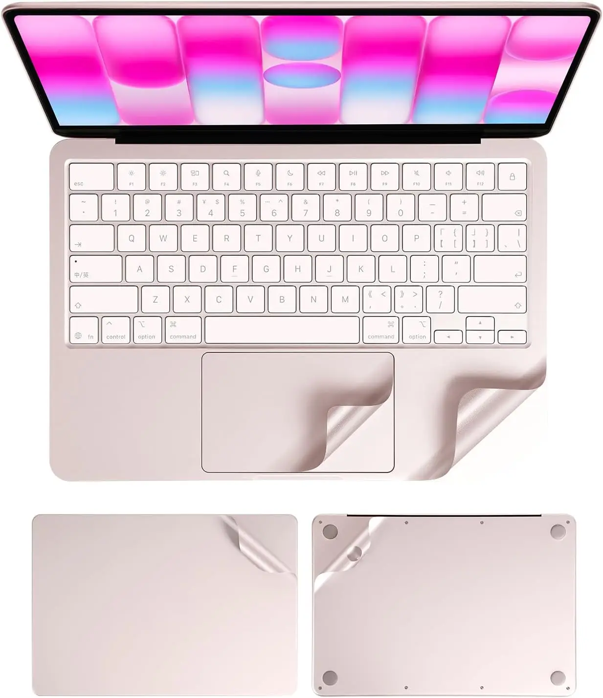 4 in 1 Ultra Thin Vinyl Full Size Laptop Skin Palm Rest Sticker for 2026 New Released MacBook Pro Neo 13 Inch A18 (Blush Pink)