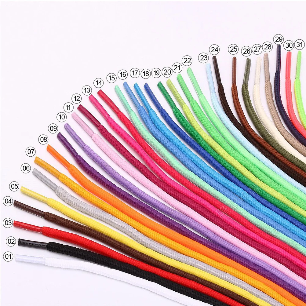 30 PCS Stretch Laces for Shoes Sneakers Men Sports Shoelaces Coloured Round Man White