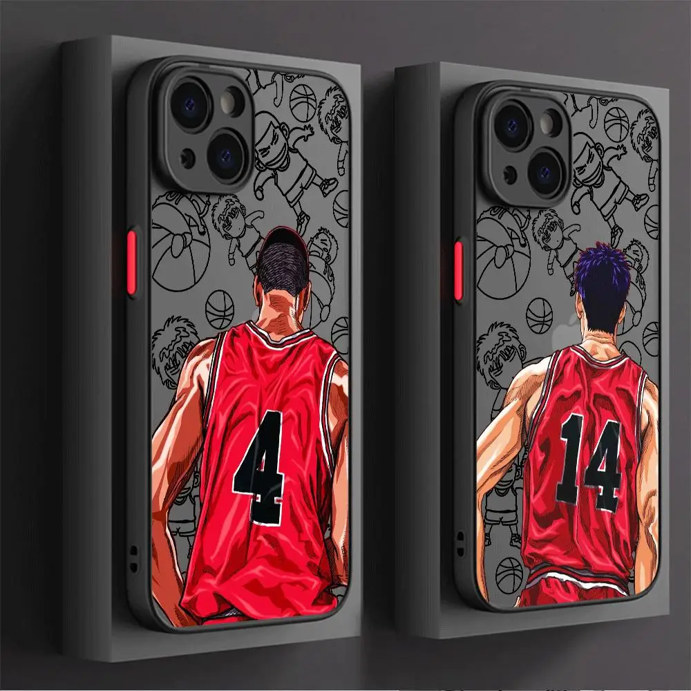 Phone Case for Apple iPhone 15 Pro Max 13 14 Plus 12 Mini 11 Pro XR 8 SE 7 XS MAX Matte Cute Cartoon Slam Dunk Cover