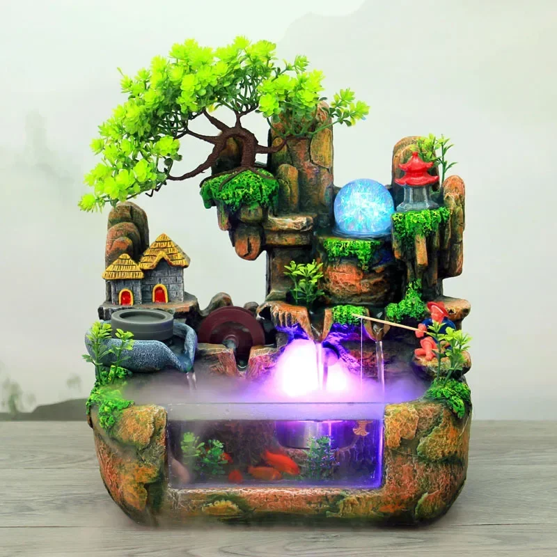

Крытый рокарий, фонтан, украшения, бонсай, маленький аквариум, колесо фэн-шуй, поделки, водный пейзаж, офисный домашний декор для рабочего стола