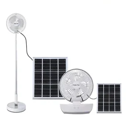 Portable Pedestal Fan Hand-Held Solar Powered Fan Household Bedroom Low Noise Rechargeable With Light Low Power Desk Fan