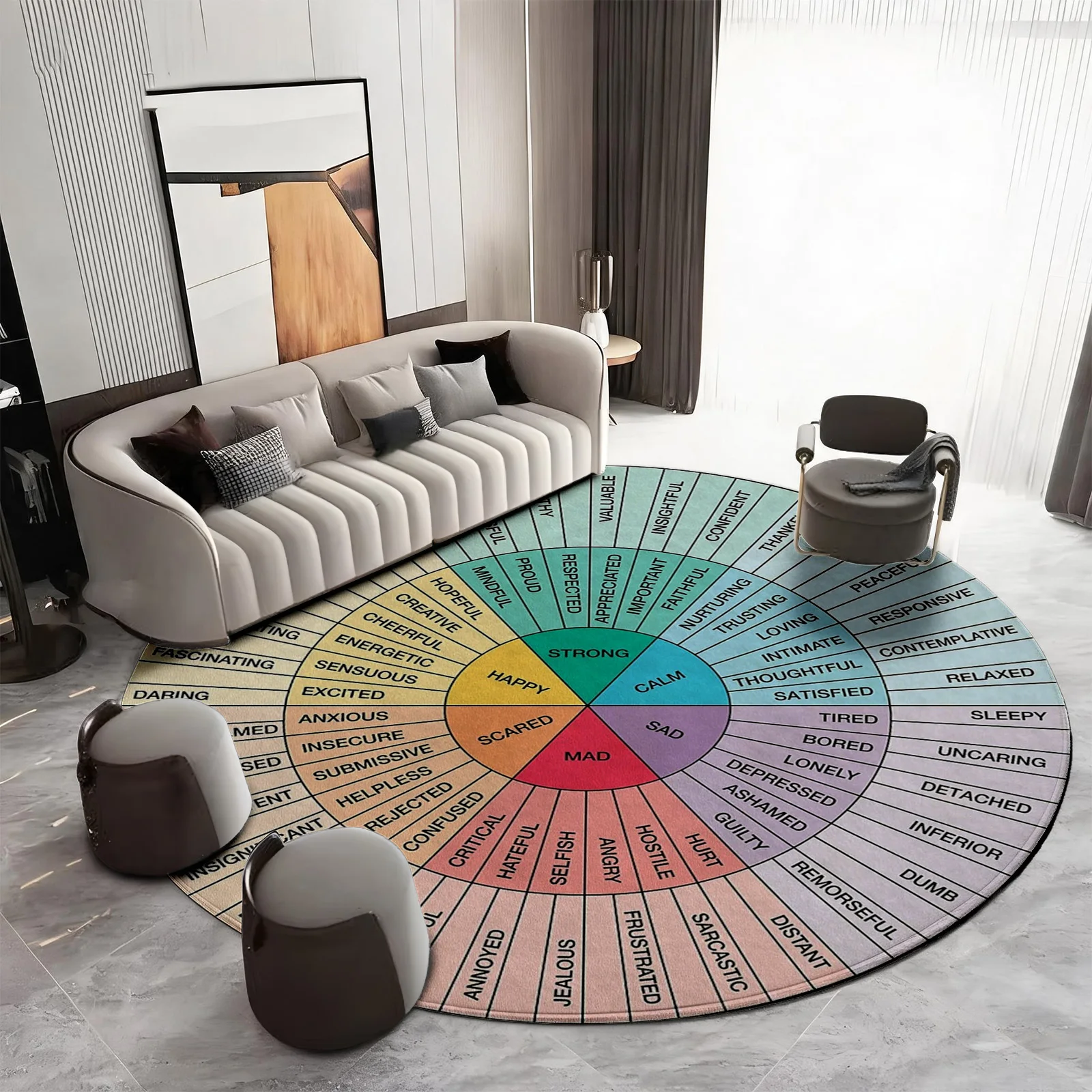 tapete-redondo-decorativo-grande-com-tema-psicologico-e-emocional-estilo-boemio-para-sala-de-estar-tapete-mapa-mental-de-sentimentos-almofada-de-chao-boho