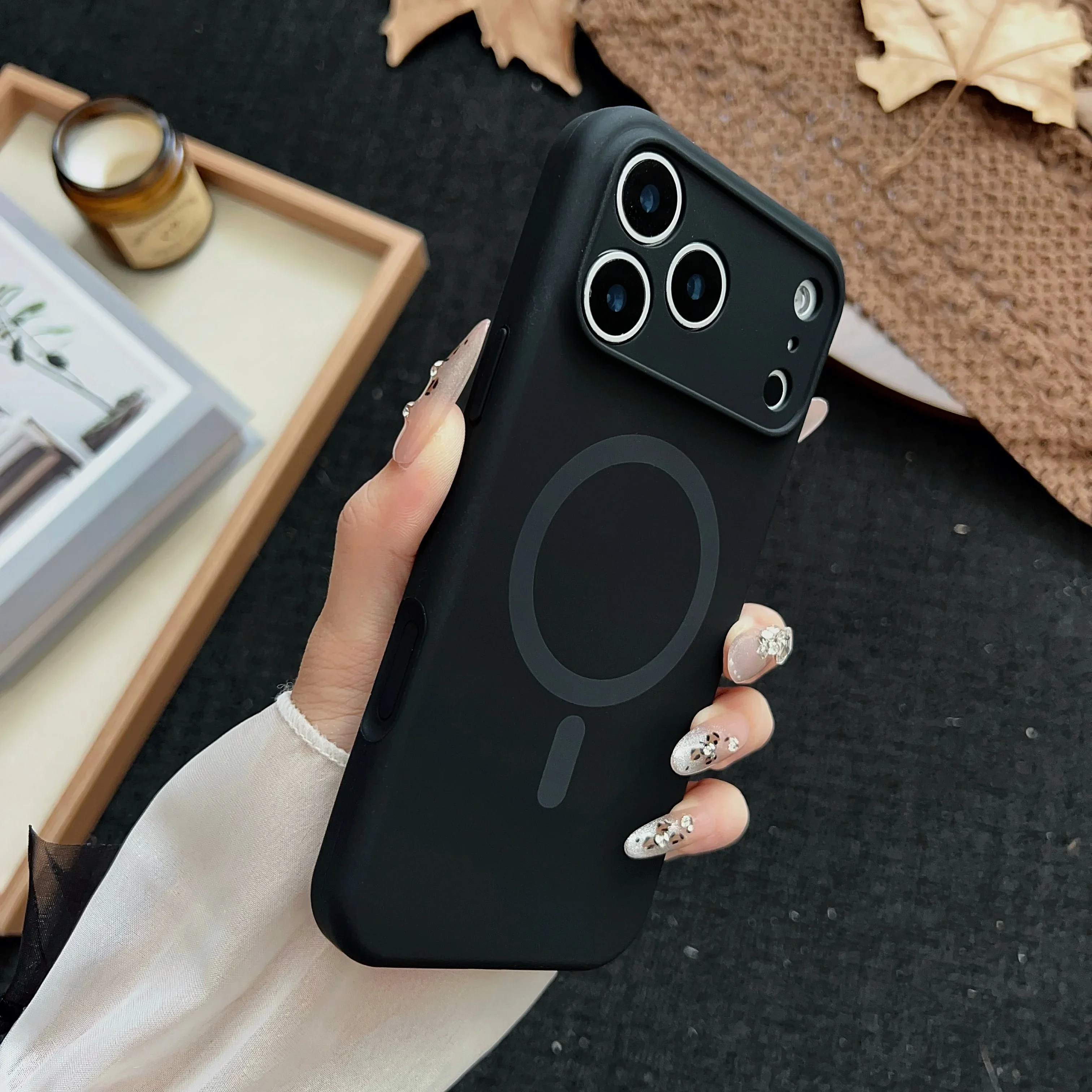 Luxurious Official Original Liquid Silicone Case for iPhone 17 16 15 14 13 12Pro Max Funda Magnetic Lens Protect Cover