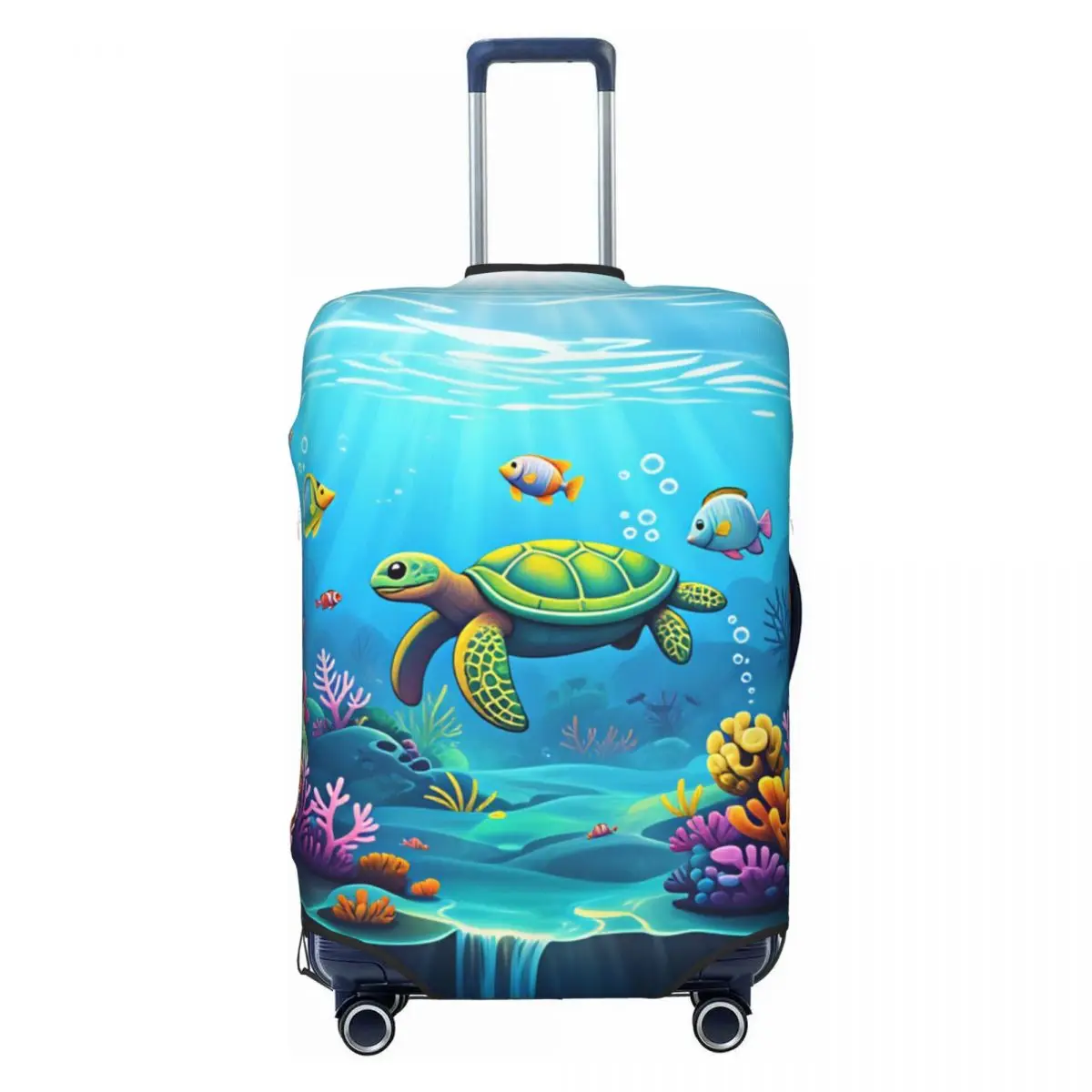Custom Cartoon Colorful Coral Reef Sea Turtle Fish Print Luggage Cover Funny Suitcase Protector Covers Suit For 18-32 inch