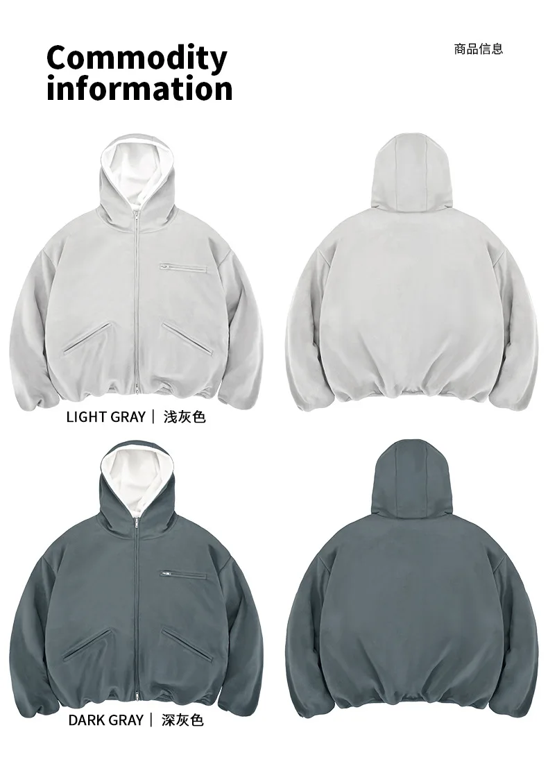 SUPER WAY Hooded Cotton Jacket Autumn Winter Thickened American Cleanfit Fleece Lined Outerwear Cotton Coat P511
