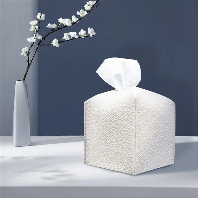 PU Leder Tissue Box Auto Tissue Container Desktop Serviette Tissue Halter Fall Lagerung Box Hause Wohnzimmer Dekoration