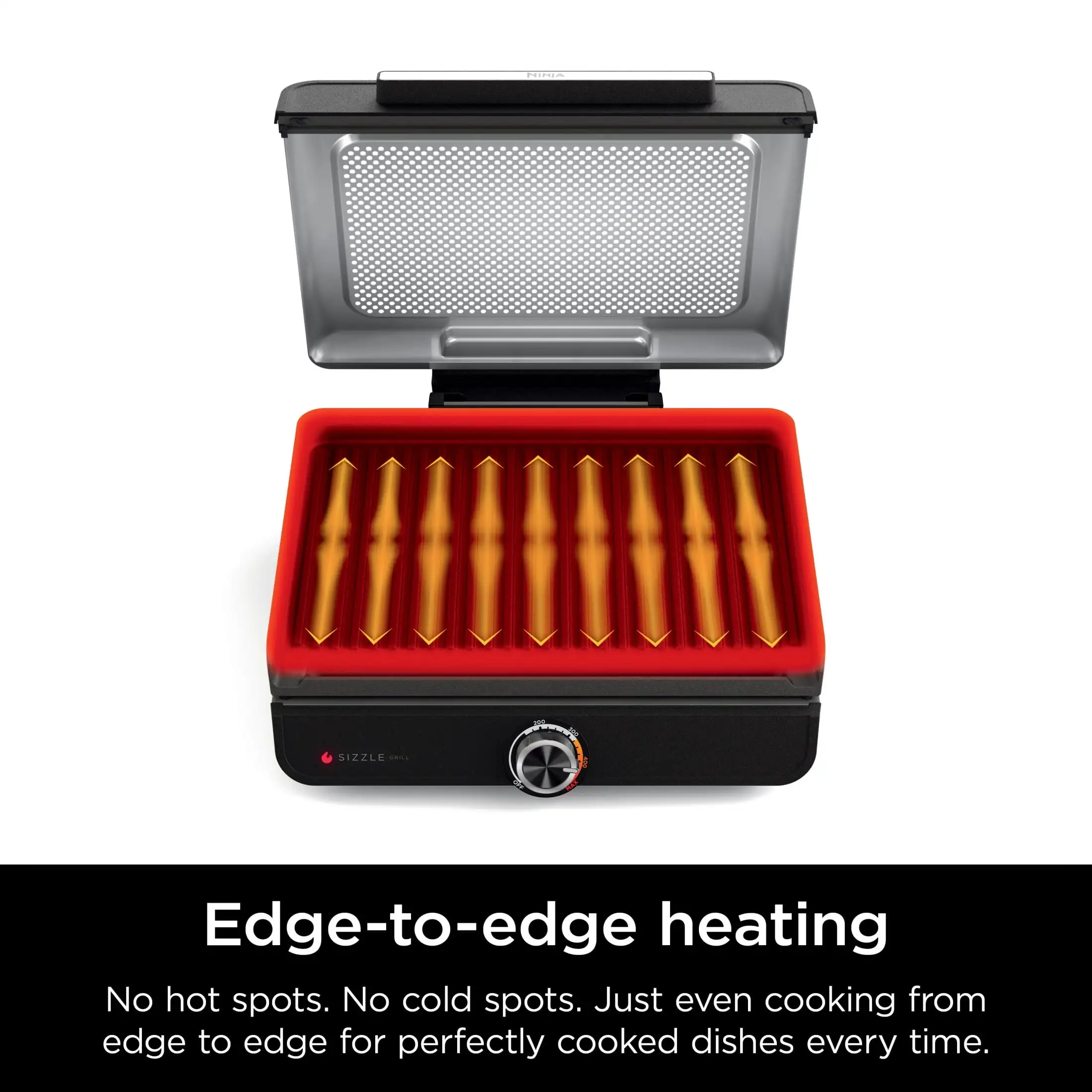 Ninja Sizzle 屋内グリル、焦げ付き防止グリルプレート付き、GR100