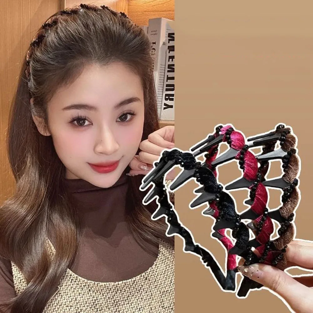 

Velvet Sparkling Diamond High Cranium Hairband Wave Hair Hoop for Women Anti-Slip Toothed Hairband For Women Hair Accessories
