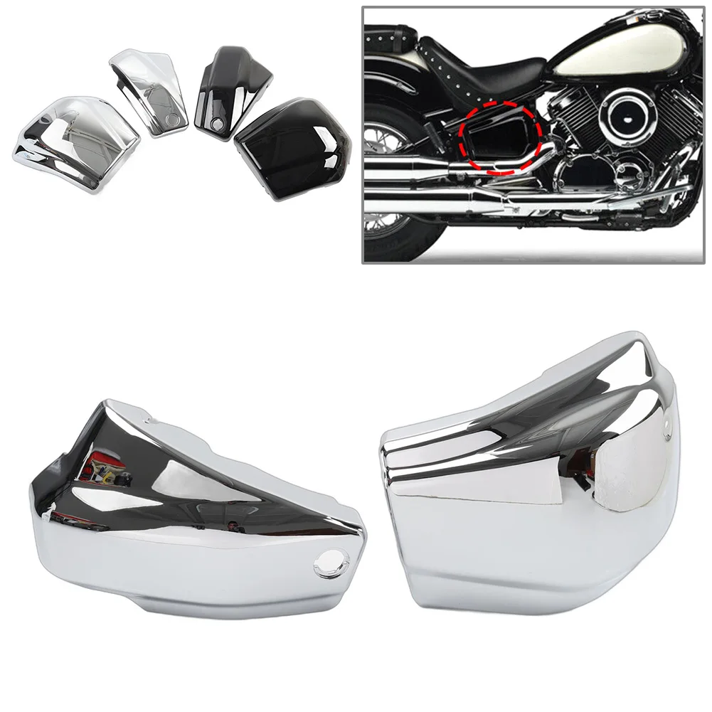 Motorcycle Battery Side Covers Fairing Left & Right 2Pcs For Yamaha Dragstar Vstar XVS1100 Custom 1999-2011 Chrome/Glossy Black