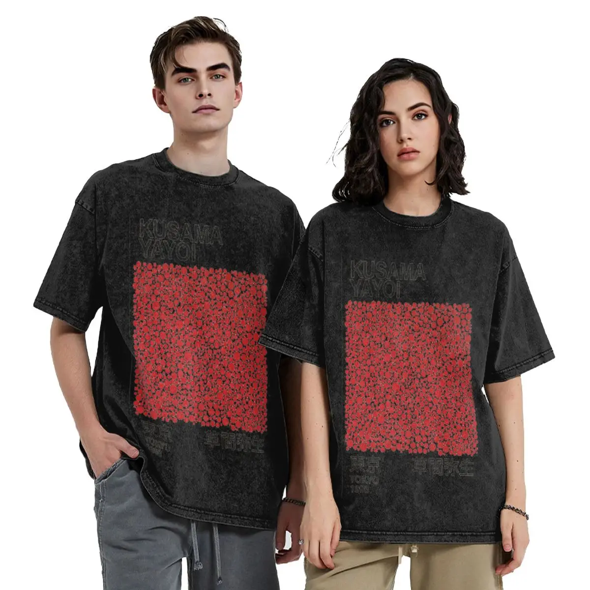 

Yayoi Kusama Abstract Painting Hip Hop Short Sleeve T-Shirts Washed Tops Tees Streetwear T Shirt Oversized for Men Women